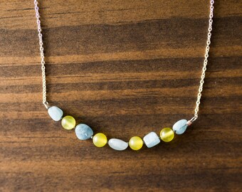 Aquamarine & Serpentine Chain Necklace