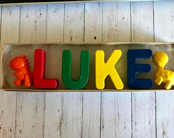 Alphabet name crayons! Custom Alphabet Name Crayons in a Gift Box - Valentines Day Gift Set/Birthday Gift / Crayon favors / Stocking Stuffer