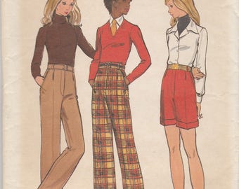 70s Straight Legged Pants & Shorts Pattern Butterick 6816 Waist 26 1/2 Uncut