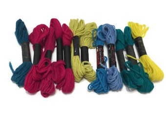 Vintage Lot of 12 Persian Type Needlepoint Crewel Yarn Various Colors
