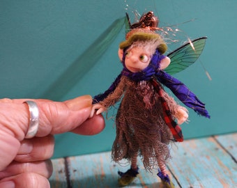 ooak poseable ... woodland Tinker PIXIE fairy ( #77 ) Dinky Darlings polymer clay art doll elf faery minature