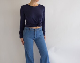 Vintage 1970's Light Blue Denim Flares/Bell Bottoms, Size-M