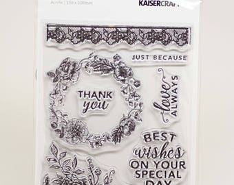 KaiserCraft Sage and Grace Collection Clear Stamps -- Acrylic -- Floral Wreath
