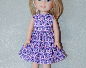 Dress for 14" Wellie Wishers or Melissa & Doug Doll Clothes purple tkct1136 READY TO SHIP