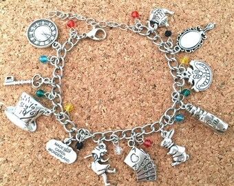 Alice in Wonderland inspired charm bracelet