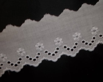 Embroidered 2 1/4" White Eyelet Trim