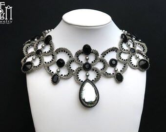 Beaded Statement Necklace - Monochrome