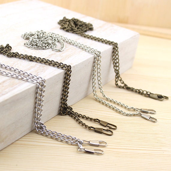 2 Pcs 5mm Silver Bag Chain Metal Clasps Purse Strap Chain