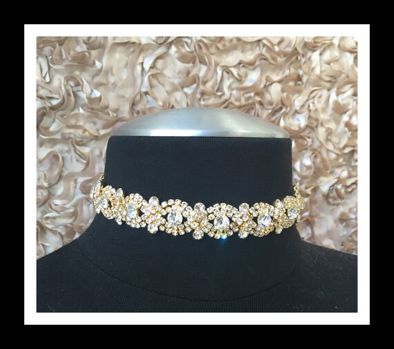 Gold Diamond Rhinestone Choker #C106