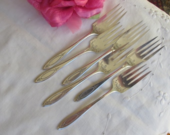 Forks - Salad Forks - Silver Plate - "Adam" - Set of 6 - Dessert Forks - Vintage