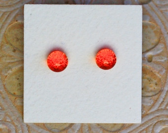 Dichroic Glass Earrings, Petite, Orange DGE-1256
