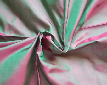 Fine Indian Silk Taffeta in Magenta and green - fat quarter -TF 90