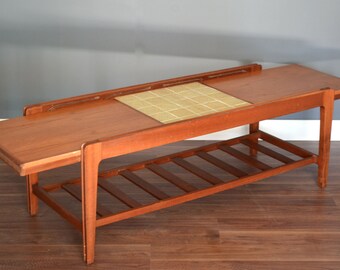 Vintage Danish style teak extending slatted coffee. Delivery. Modern / mid century / Danish style.