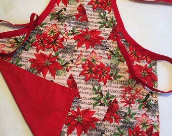 Cardinal, Chick-a-dee and Musical Notes Christmas Apron