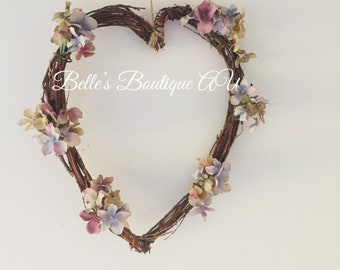 Twig heart wreath, floral heart wreath, heart decoration, wooden heart