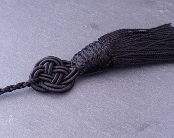 Large tassel ethnic 'Arabesque' Morocco 115 mm - black (PAM35) silk