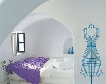 Female Lifesize wire dress form mannequin vinyl wall decal / sticker / mural removable wall decor