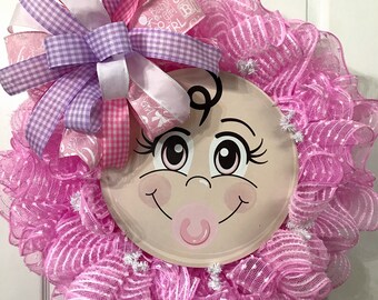 Baby Girl Wreath - Baby Wreath - Pink Wreath - Baby Girl Nursery - Baby Decor - Nursery Decor- Baby Shower Decor - Baby Shower Gift