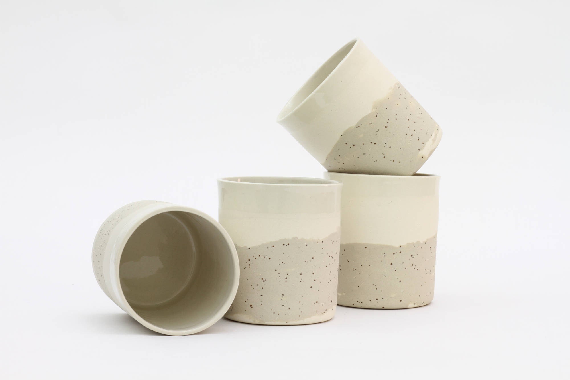 Ceramic beaker. Speckled pottery. Modern ceramics. Beaker Cup.