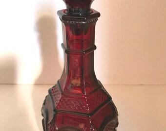 Vintage Ruby Red Avon Collectible Cape Cod Cranberry Decanter