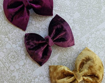 Velvet Mustard Burgundy Plum Bow Headband