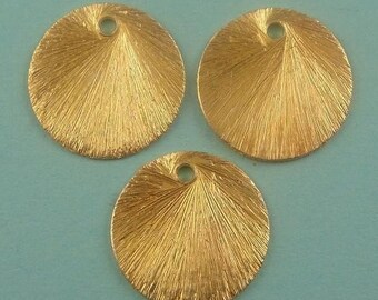 Brushed Vermeil Discs 2 pcs Brushed Round Links, 14mm