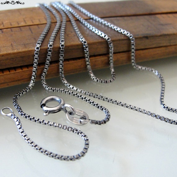 Sterling Silver classic box chain 20 inch long necklace 1mm
