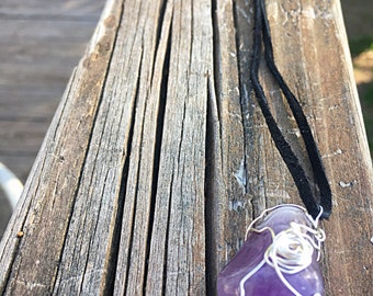 Amethyst wire wrap necklace