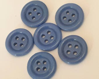 set of 6 buttons blue glass enamels of ideal briars sewing or scrapbooking 17 mm