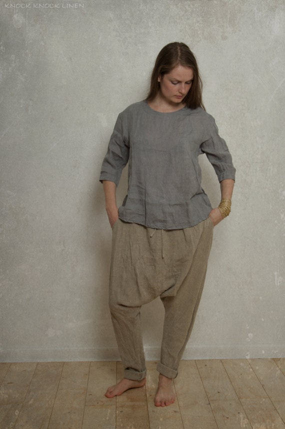 LINEN BLOUSE with a dropped shoulders