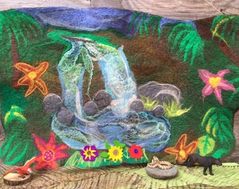 Wet-Felted Rain Forest Wall Hanging