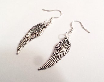 Angel Wings steampunk silvery dangle earrings