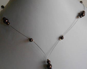 Wedding necklace cascade Brown beads