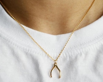 14KT GOLD 'WISHBONE' NECKLACE