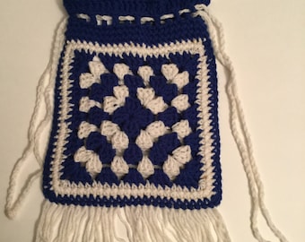 Blue and White Granny Square Tote