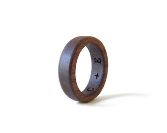 Legno noce anello, anello di legno, donna Wedding Band, anello nuziale, anello noce, legno nozze gioielli, gioielli in noce, uomini di legno anello