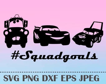 SVG Squadgoals Lightning McQueen CARS3 Vector Layered Cut File Silhouette Cameo Cricut Design Template Stencil Vinyl Decal Tshirt Transfer