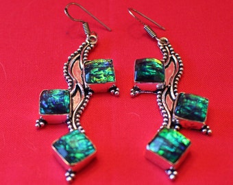 Blue and Green Dichroic Glass Earrings !