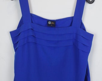 Vintage shirt, 80s clothing, shirt 80s, blue, sleeveless, oversized