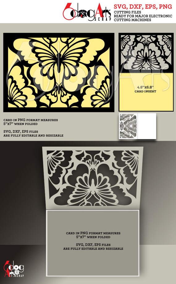 Download Butterfly Lace Card Template Digital Cut SVG DXF Files Wedding