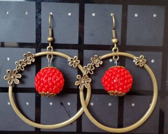 Spring Garden beaded hoop earrings