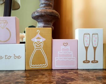 Bridal shower decoration, Bride to be, Rustic bridal shower block, Just married, Mr and Mrs, Wedding reception, Centerpiece for shower table