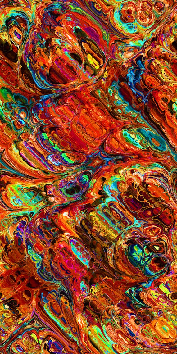 Fall Handmade Artisan Textile Art Velvet Upholstery Fabric Fiber Art Fabric Flames Brilliant