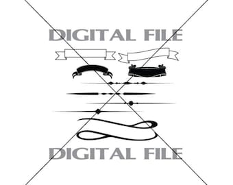 Banners And Text Dividers Vector Art Vinyl Decal T-shirt Digital Cutting Files ,Svg, Ai, Eps, Dxf