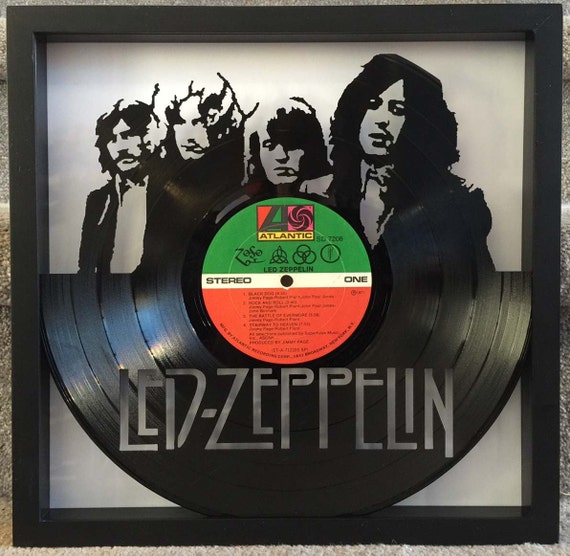 Led Zeppelin IV Zoso cut vinyl LP record framed art