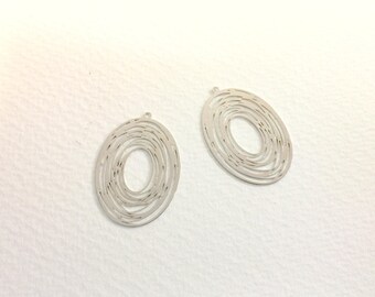 prints 6 oval rhodium 36x25mm for creations of jewels
