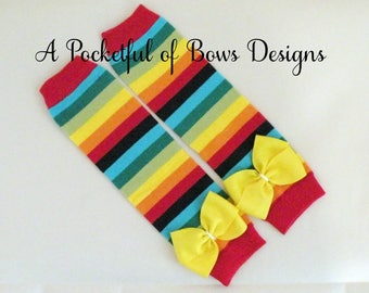 Rainbow Leg Warmers, Baby Toddler Leg Warmers, Rainbow Flower