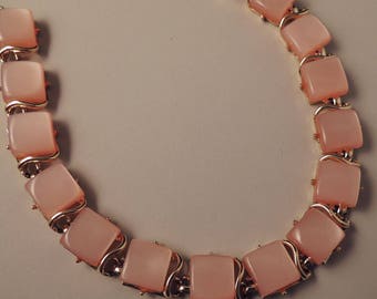 Vintage CORO Pink Necklace, Coro Pink Thermoset Necklace, Coro Pink Lucite Necklace, CoroPinkand Gold Necklace, Signed Coro Jewelry, Pegasus