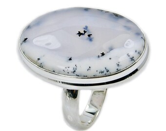 Dendritic Opal Ring, 925 Sterling Silver Ring Size 5.75 , AF645 Jewelry