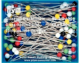 Prym Straight Glass-headed Pins 48mm x 0.80mm Size 30g (29212)
